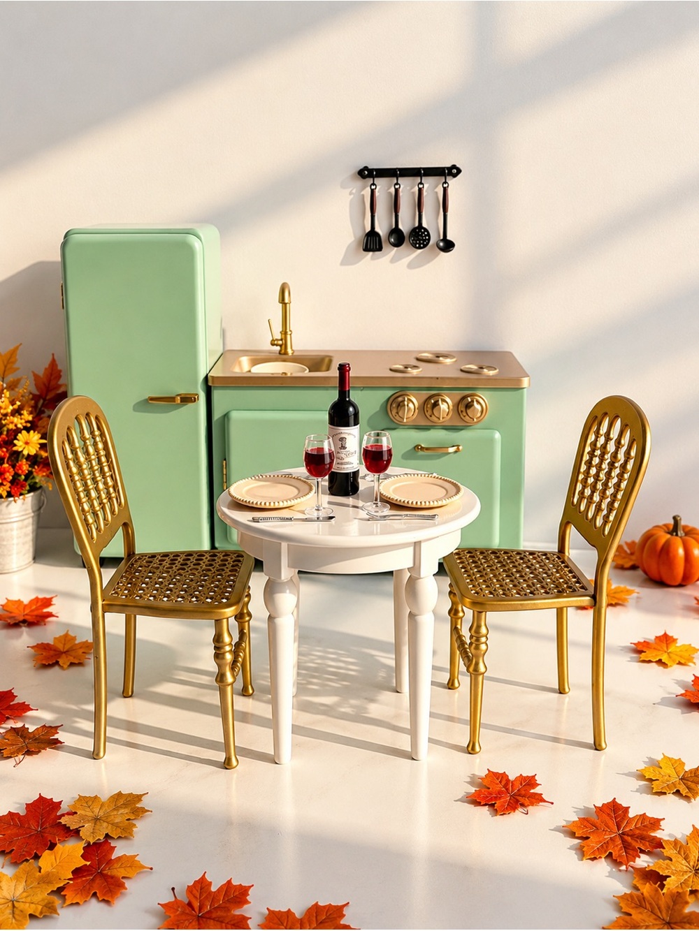 Miniature Gold table Set - Picture 3 of 3